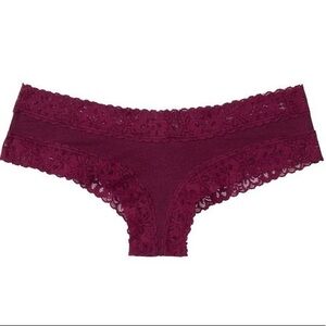 Victoria’s Secret maroon lace waist cotton cheeky panty